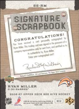 2006-07 Upper Deck Beehive - Signature Scrapbook #SS-RM Ryan Miller Back