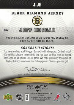 2006-07 Upper Deck Black Diamond - Jerseys #J-JH Jeff Hoggan Back