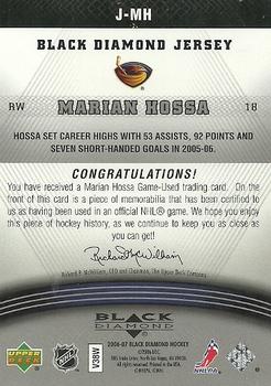 2006-07 Upper Deck Black Diamond - Jerseys #J-MH Marian Hossa Back