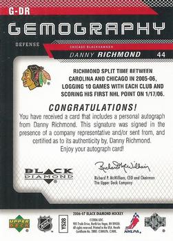 2006-07 Upper Deck Black Diamond - Gemography #G-DR Danny Richmond Back