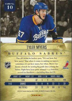 2011-12 Panini Prime #10 Tyler Myers Back