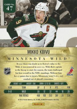 2011-12 Panini Prime #47 Mikko Koivu Back