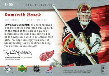 2006-07 Upper Deck Power Play - The Specialists #S-DH Dominik Hasek Back