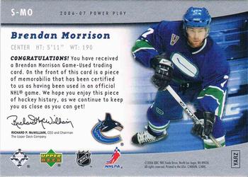 2006-07 Upper Deck Power Play - The Specialists #S-MO Brendan Morrison Back