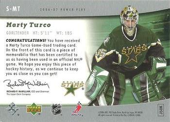 2006-07 Upper Deck Power Play - The Specialists #S-MT Marty Turco Back