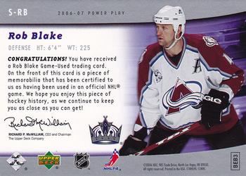2006-07 Upper Deck Power Play - The Specialists #S-RB Rob Blake Back