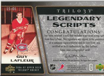 2006-07 Upper Deck Trilogy - Legendary Scripts #LS-GL Guy Lafleur Back