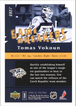 2006-07 Upper Deck Victory - Game Breakers #GB27 Tomas Vokoun Back