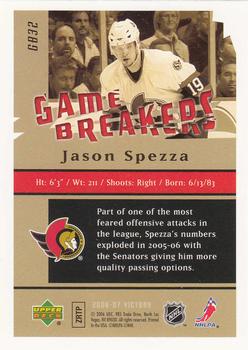 2006-07 Upper Deck Victory - Game Breakers #GB32 Jason Spezza Back
