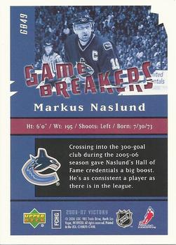 2006-07 Upper Deck Victory - Game Breakers #GB49 Markus Naslund Back