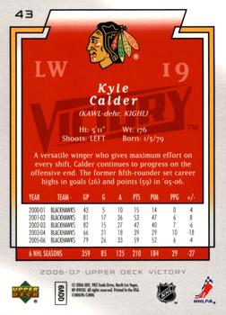 2006-07 Upper Deck Victory - Gold #43 Kyle Calder Back