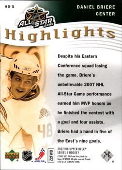 2007-08 Upper Deck - All-Star Highlights #AS-5 Daniel Briere Back