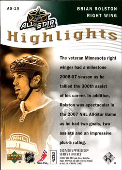 2007-08 Upper Deck - All-Star Highlights #AS-10 Brian Rolston Back