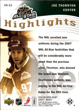 2007-08 Upper Deck - All-Star Highlights #AS-21 Joe Thornton Back