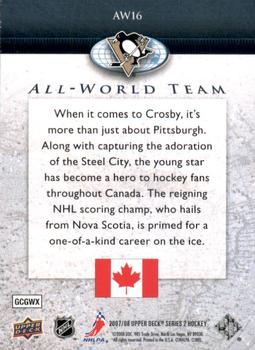 2007-08 Upper Deck - All-World Team #AW16 Sidney Crosby Back