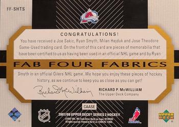 2007-08 Upper Deck - Fab Four Fabrics #FF-SHTS Joe Sakic / Milan Hejduk / Jose Theodore / Ryan Smyth Back