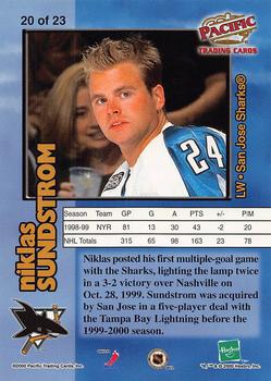 2000 Hasbro/Pacific Starting Lineup Cards #20 Niklas Sundstrom Back
