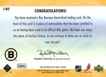 2007-08 Upper Deck - Game Jerseys #J-BO Ray Bourque Back
