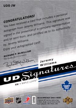 2007-08 Upper Deck - UD Signatures #UDS-JW Jeremy Williams Back