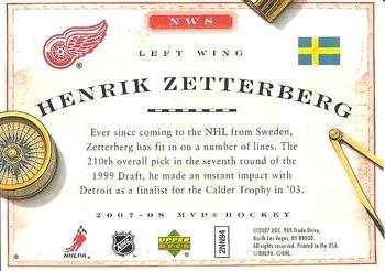 2007-08 Upper Deck MVP - New World Order #NW8 Henrik Zetterberg Back
