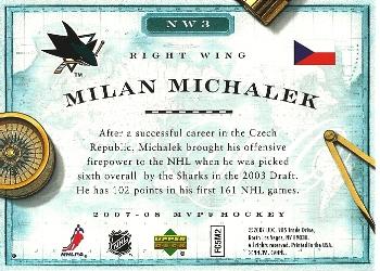 2007-08 Upper Deck MVP - New World Order #NW3 Milan Michalek Back