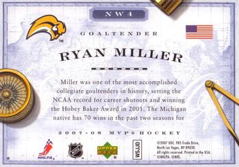 2007-08 Upper Deck MVP - New World Order #NW4 Ryan Miller Back