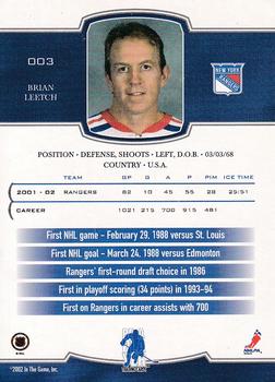 2002-03 Be a Player First Edition - Chicago 2002 23rd National #003 Brian Leetch Back