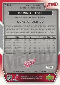 2007-08 Upper Deck Victory - Oversize Cards #OS25 Dominik Hasek Back