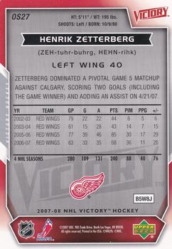 2007-08 Upper Deck Victory - Oversize Cards #OS27 Henrik Zetterberg Back