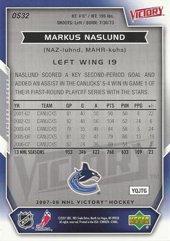 2007-08 Upper Deck Victory - Oversize Cards #OS32 Markus Naslund Back