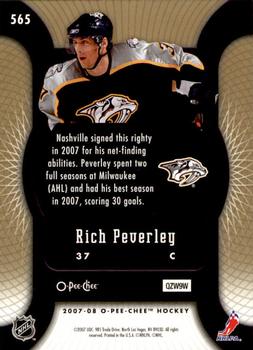 2007-08 O-Pee-Chee - Silver #565 Rich Peverley Back