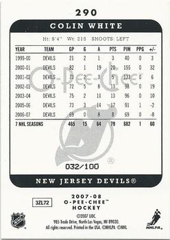2007-08 O-Pee-Chee - Micromotion Black #290 Colin White Back