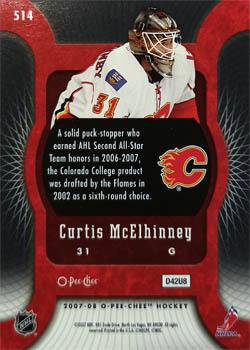 2007-08 O-Pee-Chee - Micromotion Black #514 Curtis McElhinney Back