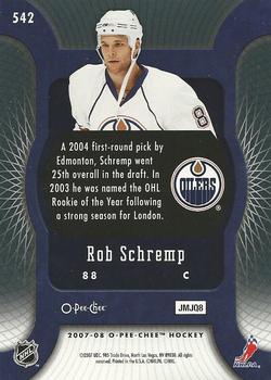 2007-08 O-Pee-Chee - Micromotion Black #542 Rob Schremp Back