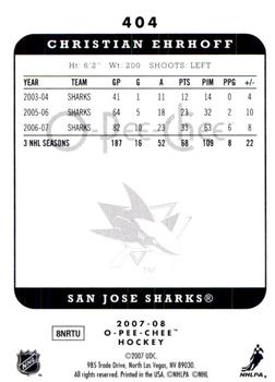 2007-08 O-Pee-Chee - Micromotion #404 Christian Ehrhoff Back