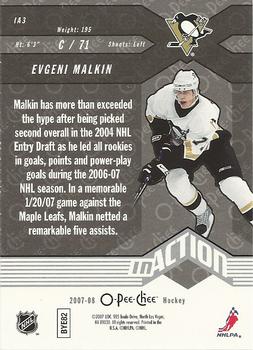 2007-08 O-Pee-Chee - In Action #IA3 Evgeni Malkin Back