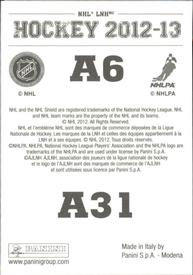 2012-13 Panini Stickers #A6 / A31 Boston Bruins Logo Back