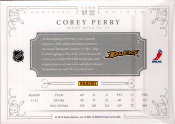 2011-12 Panini Dominion #32 Corey Perry Back