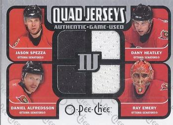2007-08 O-Pee-Chee - Quad Jerseys (Quad Materials) #QM-ASHE Daniel Alfredsson / Jason Spezza / Dany Heatley / Ray Emery Front