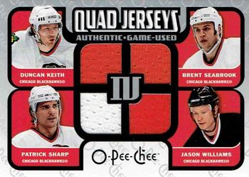 2007-08 O-Pee-Chee - Quad Jerseys (Quad Materials) #QM-SSKW Patrick Sharp / Brent Seabrook / Duncan Keith / Jason Williams Front