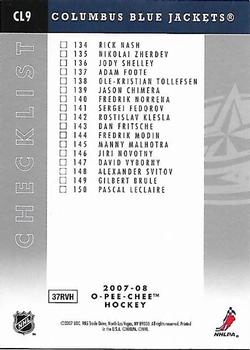 2007-08 O-Pee-Chee - Team Checklists #CL9 Columbus Blue Jackets Back