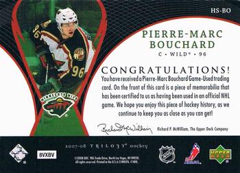 2007-08 Upper Deck Trilogy - Honorary Swatches #HS-BO Pierre-Marc Bouchard Back