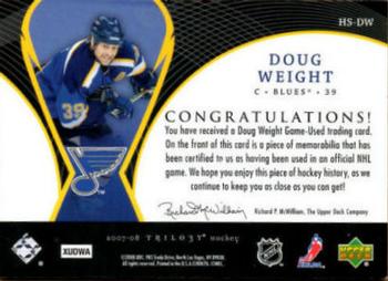 2007-08 Upper Deck Trilogy - Honorary Swatches #HS-DW Doug Weight Back