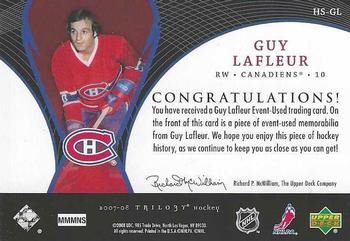 2007-08 Upper Deck Trilogy - Honorary Swatches #HS-GL Guy Lafleur Back