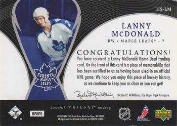 2007-08 Upper Deck Trilogy - Honorary Swatches #HS-LM Lanny McDonald Back