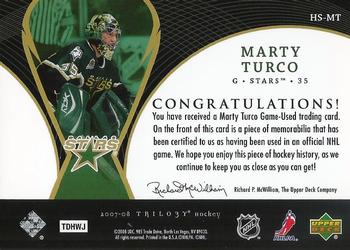 2007-08 Upper Deck Trilogy - Honorary Swatches #HS-MT Marty Turco Back