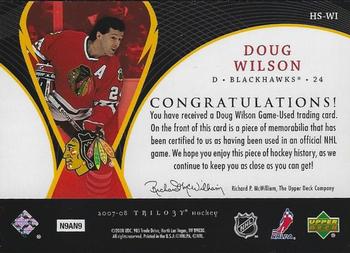 2007-08 Upper Deck Trilogy - Honorary Swatches #HS-WI Doug Wilson Back