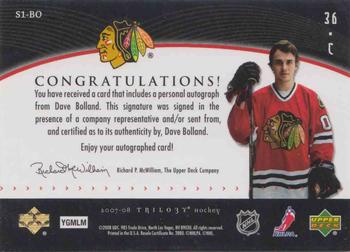 2007-08 Upper Deck Trilogy - Script One (Young Stars) #S1-BO Dave Bolland Back