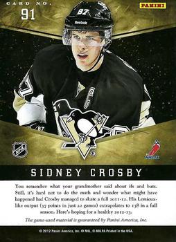2011-12 Panini Prime - Genuine Letters #91 Sidney Crosby Back