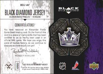 2007-08 Upper Deck Black Diamond - Jerseys #BDJ-AF Alexander Frolov Back